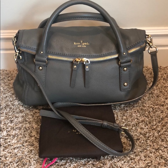 kate spade Handbags - Kate Spade Gray Zippered Satchel Leather W Strap